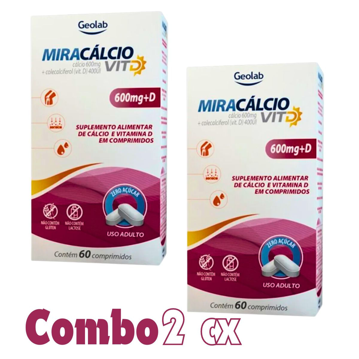 Calcio 600 com vitamina D Miracalcio D composicao  idoso Kit 3 Kit 1