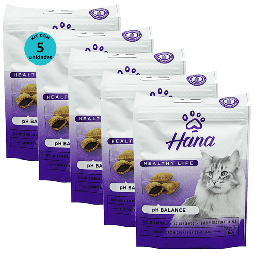SNACK HANA HEALTHY LIFE PH BALANCE PARA GATOS ADULTOS 60G KIT COM 5 SNACK HANA HEALTHY LIFE PH BALANCE PARA GATOS ADULTOS 60G KIT COM 5