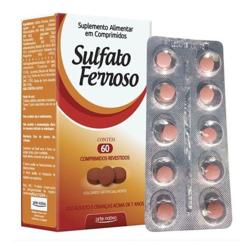 Kit 4 Sulfato Ferroso Suplemento Alimentar Arte Nativa 60cpr Kit 4 Sulfato Ferroso Suplemento Alimentar Arte Nativa 60cpr