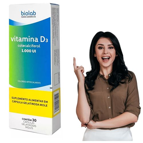 Vitamina D 1000ui Biolab Colecalciferol 30 Capsulas Moles Variação:sem sabor