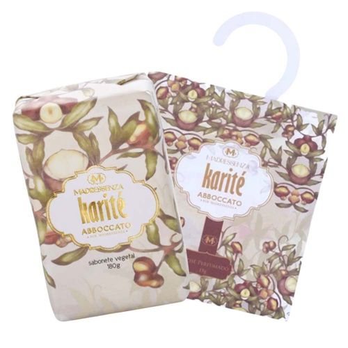 Kit Sabonete Vegetal Barra Karité 180G + Sachê Perfumado Karité 15G Madressenza