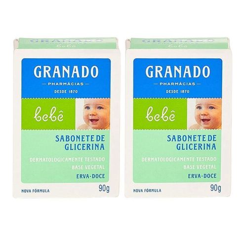 KIT 2 Sabonetes de Glicerina Granado Bebê Erva Doce 90g KIT 2 Sabonetes de Glicerina Granado Bebê Erva Doce 90g