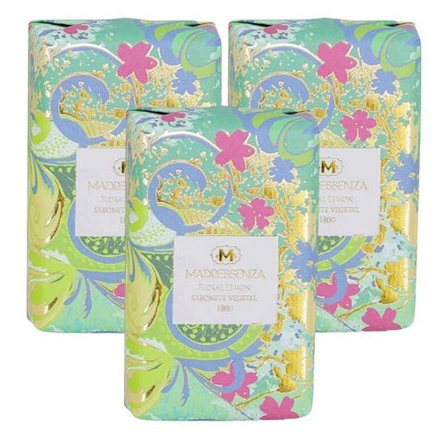 Kit 3 Sabonetes Em Barra Floral Lemon Madressenza 180G