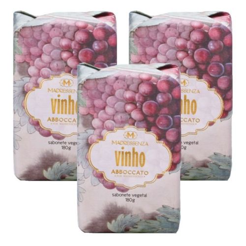 KIT 3 Sabonetes em Barra Vinho Madressenza 180g KIT 3 Sabonetes em Barra Vinho Madressenza 180g
