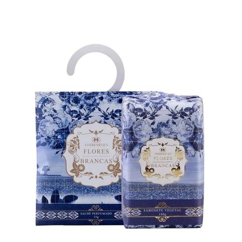 KIT Sabonete Vegetal + Sachê Perfumado Flores Brancas Madressenza 15g incolor KIT Sabonete Vegetal + Sachê Perfumado Flores Brancas Madressenza 15g incolor