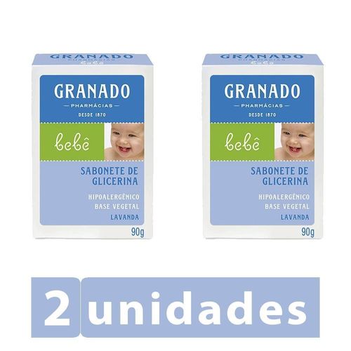 KIT 2 com Sabonetes em Barra de Glicerina Granado Bebê Lavanda 90g KIT 2 com Sabonetes em Barra de Glicerina Granado Bebê Lavanda 90g