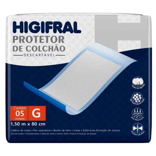 Protetor de Colchão Descartável Higifral - Tamanho G - Com 5 unidades Protetor de Colchão Descartável Higifral - Tamanho G - Com 5 unidades
