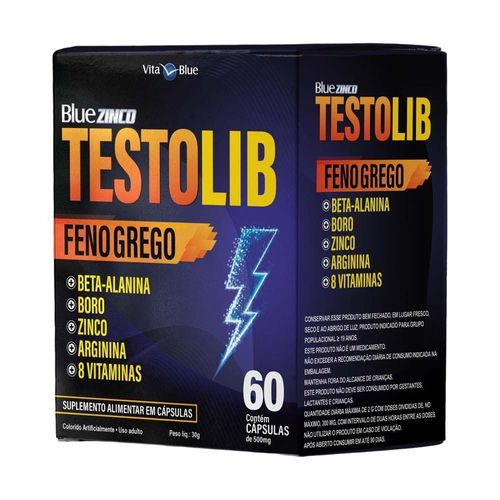 Blue Zinco Testo Lib Feno Grego Vita Blue 60 Cápsulas