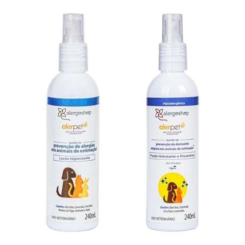 KIT Loção Higienizante + Fluído Hidratante E Preventivo Alerpet Alergoshop 240ml 240ml NEUTRO