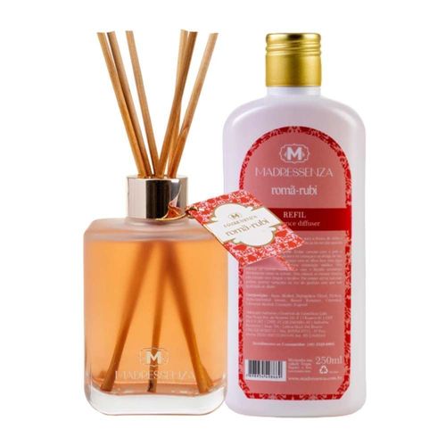KIT Difusor de Aromas + Refil Romã Rubi Madressenza 250ml incolor