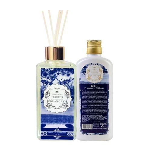 KIT Difusor + Refil de Ambiente Flores Brancas Madressenza 250ml incolor