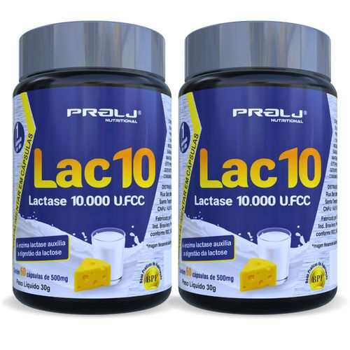 Lac10 10.000 UFCC 60 cápsulas | Auxilia na Digestão da Lactose | Prolj Nutritional LAC10 10.000 UFCC 60 CÁPSULAS - KIT 2