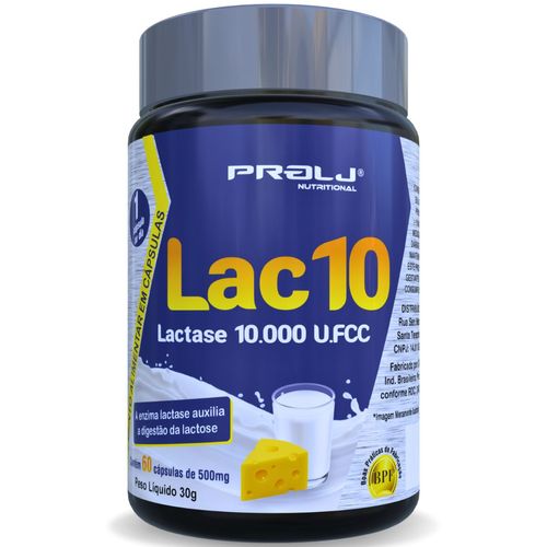 Lac10 10.000 UFCC 60 cápsulas | Auxilia na Digestão da Lactose | Prolj Nutritional LAC10 10.000 UFCC 60 CÁPSULAS
