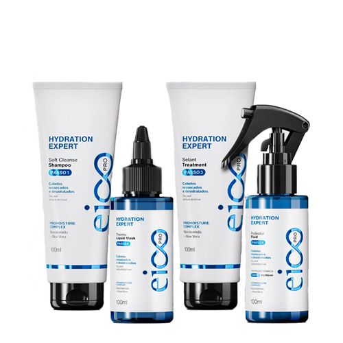 Kit Eico Pro Hydration System - 4 passos de Hidratação e Proteção NULO Kit Eico Pro Hydration System - 4 passos de Hidratação e Proteção NULO