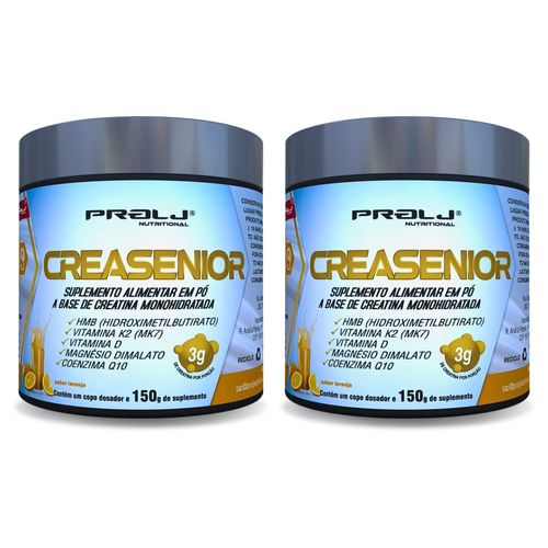 Kit 2 Creasenior Creatina Monohidratada com HMB, Magnésio Dimalato, Vitamina K e Vitamina D | 150 Sabor Laranja CREASENIOR CREATINA MONOHIDRATADA 150g SABOR LARANJA KIT 2