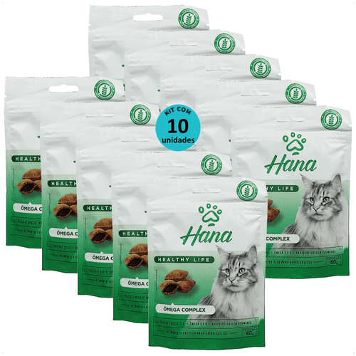 SNACK HANA HEALTHY LIFE ÔMEGA COMPLEX PARA GATOS ADULTOS 60G KIT COM 10