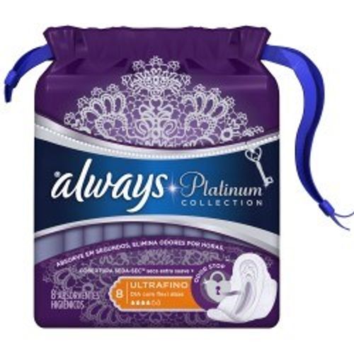 Absorvente-Always-Platinum-Ultra-Fino-com-Abas-C-8-Unidades Absorvente-Always-Platinum-Ultra-Fino-com-Abas-C-8-Unidades