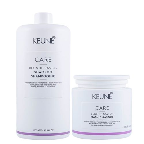 Kit Keune Cuidado da Cor Blonde Savior - Shampoo 1000ml + Máscara de Reparação 500ml Kit
