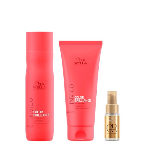 Kit Wella Professionals Invigo Color Brilliance - Shampoo 250ml + Condicionador 200ml + Óleo Capilar 30ml Kit
