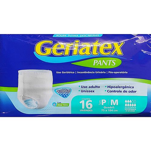 Roupa Íntima Descartável Geriatex Pants P/M - 16 unidades Roupa Íntima Descartável Geriatex Pants P/M - 16 unidades
