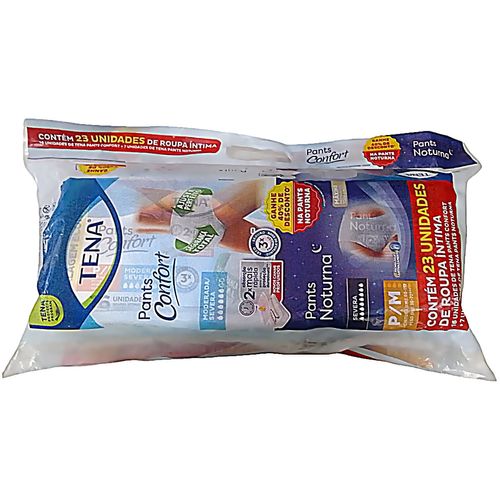Kit Promo Tena Pants Confort e Noturna P/M - 23 Unidades Kit Promo Tena Pants Confort e Noturna P/M - 23 Unidades