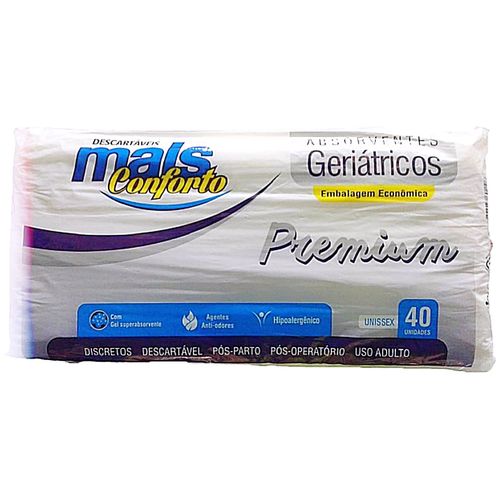 Absorvente Geriátrico Premium Mais Conforto - 40 Unidades Absorvente Geriátrico Premium Mais Conforto - 40 Unidades