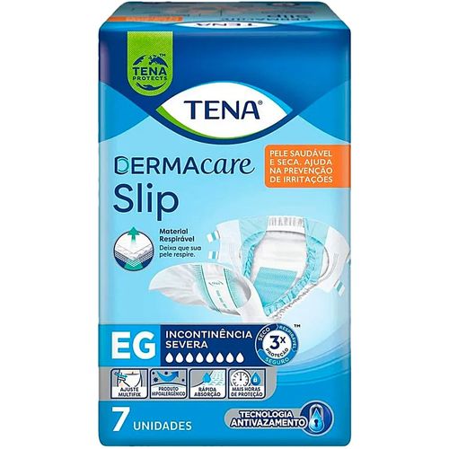 Fralda Geriátrica Tena Dermacare Slip - Tamanho EG - Com 07 unidades Fralda Geriátrica Tena Dermacare Slip - Tamanho EG - Com 07 unidades
