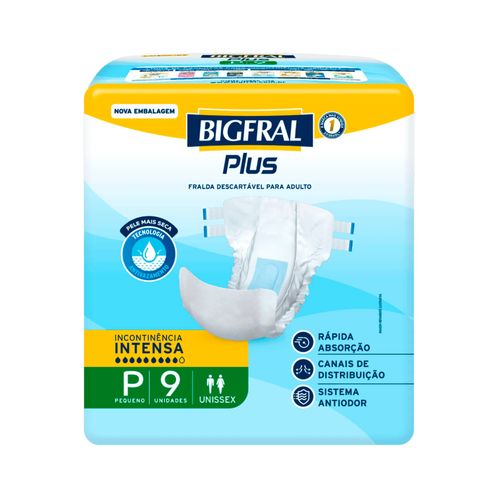 Fralda Geriátrica Plus Bigfral - Tamanho M - 8 Unidades