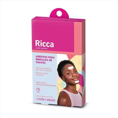 Ricca Fita Adesiva P/ Retirar Cravos da Testa e Queixo 3pcs Ricca Fita Adesiva P/ Retirar Cravos da Testa e Queixo 3pcs