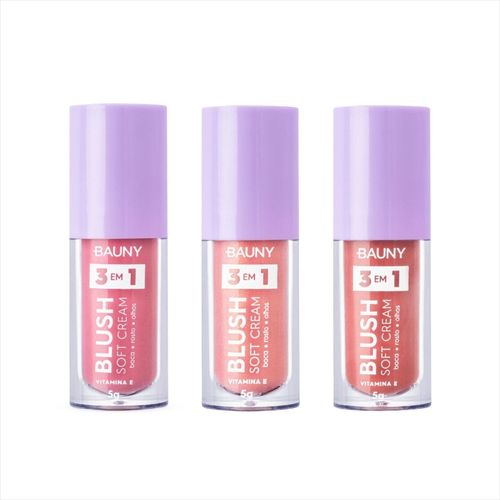Kit Bauny Blushs Líquido Soft Cream 3 em 1 Dreamy+Magic+Sunny