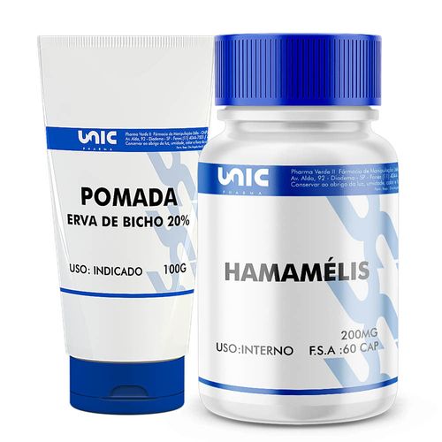 Kit tratamento contra hemorroida com Erva de Bicho 100g e Hamamélis 60cáps Kit tratamento contra hemorroida com Erva de Bicho 100g e Hamamélis 60cáps