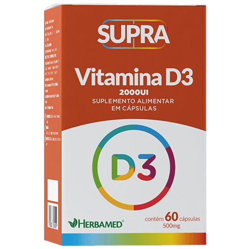 Supra Vitamina D3 - 2000ui C/60 Cápsulas - Herbamed Supra Vitamina D3 - 2000ui C/60 Cápsulas - Herbamed