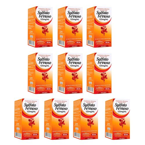 Kit C/10 Sulfato Ferroso Gotas 125MG 30ML - Arte Nativa
