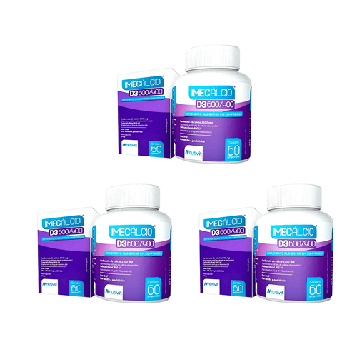 Kit 3 Caixas Imecálcio Cálcio D3 600/400mg 60 Comprimidos Nutivit