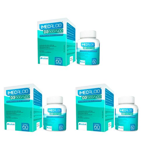 Kit 3 Caixas Imecálcio D3 500/400mg 60 Comprimidos Nutivit