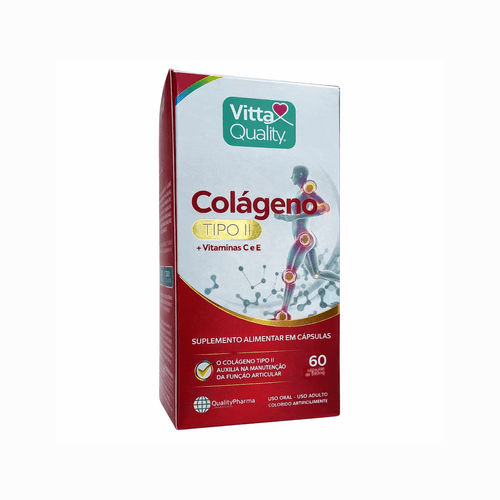 Colágeno Tipo II + Vit C e E 60 Cápsulas Vitta Quality Colágeno Tipo II + Vit C e E 60 Cápsulas Vitta Quality