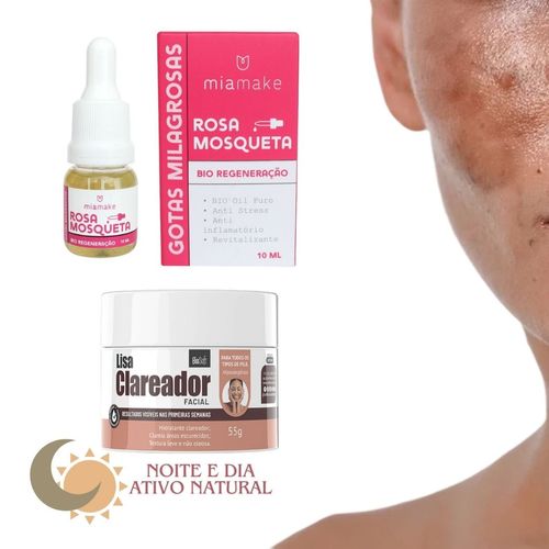 Clareador Facial Ativo Natural Tripla Ação + Óleo Mosqueta