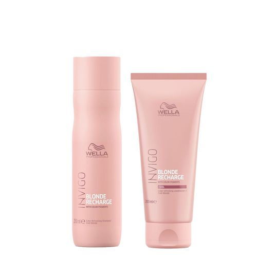 Kit Wella Invigo Cool Blonde Recharge- Shampoo 250ml + Condicionador 200ml Kit