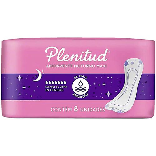 Absorvente Feminino Plenitud Femme Noturno Intenso 8 unidades Absorvente Feminino Plenitud Femme Noturno Intenso 8 unidades