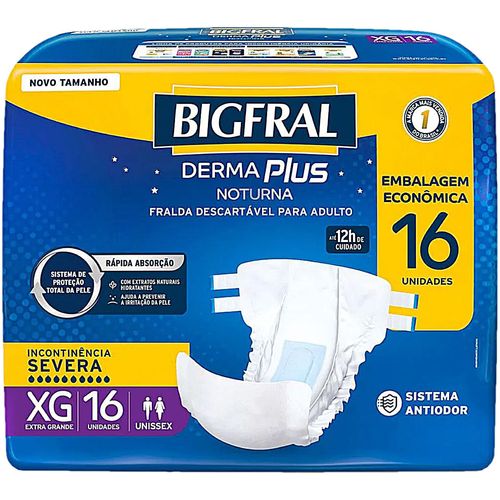 Fralda Geriátrica Derma Plus Noturna BigFral XG 16 unidades Fralda Geriátrica Derma Plus Noturna BigFral XG 16 unidades