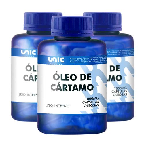 Kit Óleo de Cártamo 1g  3 Frascos de 120caps 120 Cápsulas