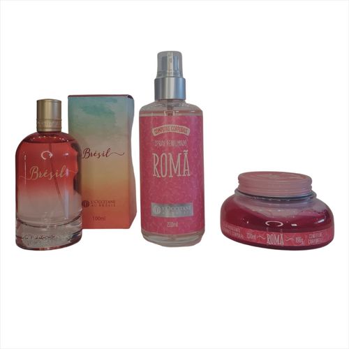 Kit L'occitane Colonia Brésil+Spray Roma+Geleia Hidra Romã