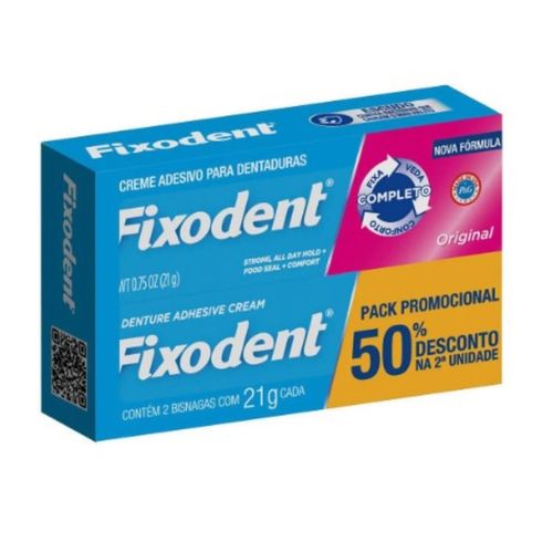 Creme Adesivo para Dentadura Original Fixodent - Pack com 2 unidades de 21g Creme Adesivo para Dentadura Original Fixodent - Pack com 2 unidades de 21g