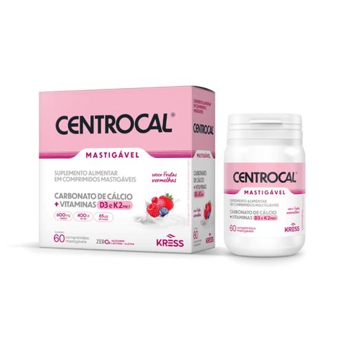 Centrocal Suplemento Alimentar Cálcio + Vitaminas D3 e K2 Frutas Vermelhas Kress 60cpr Centrocal Suplemento Alimentar Cálcio + Vitaminas D3 e K2 Frutas Vermelhas Kress 60cpr