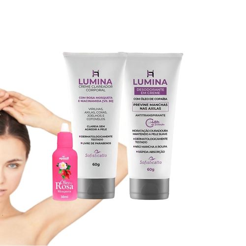 Desodorante + Clareador + Óleo Mosqueta Kit P/ Clarear Axila