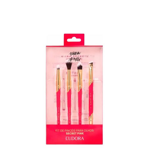 Kit Pincel para Olhos Eudora Niina Secrets Secret Pink - 4 Unidades Kit
