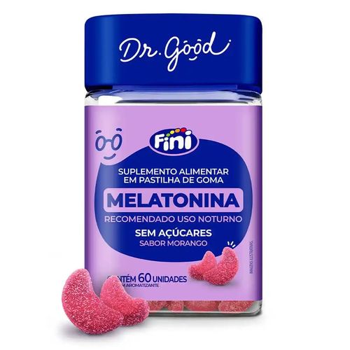 Kit 2 Melatonina Gomas Dr Good Fini 60 Unids Regulador Sono Original Morango ( 120 Gomas)