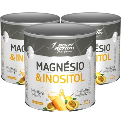Kit 3x Magnésio e Inositol Taurina Melatonina 210g Bodyaction - Sabor Maracujá Kit 3x Magnésio e Inositol Taurina Melatonina 210g Bodyaction - Sabor Maracujá