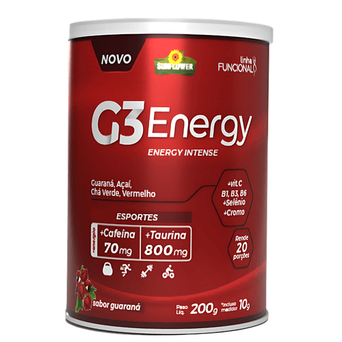 G3 Energy Cafeína Taurina Vitaminas Minerais Pré-treino 200g