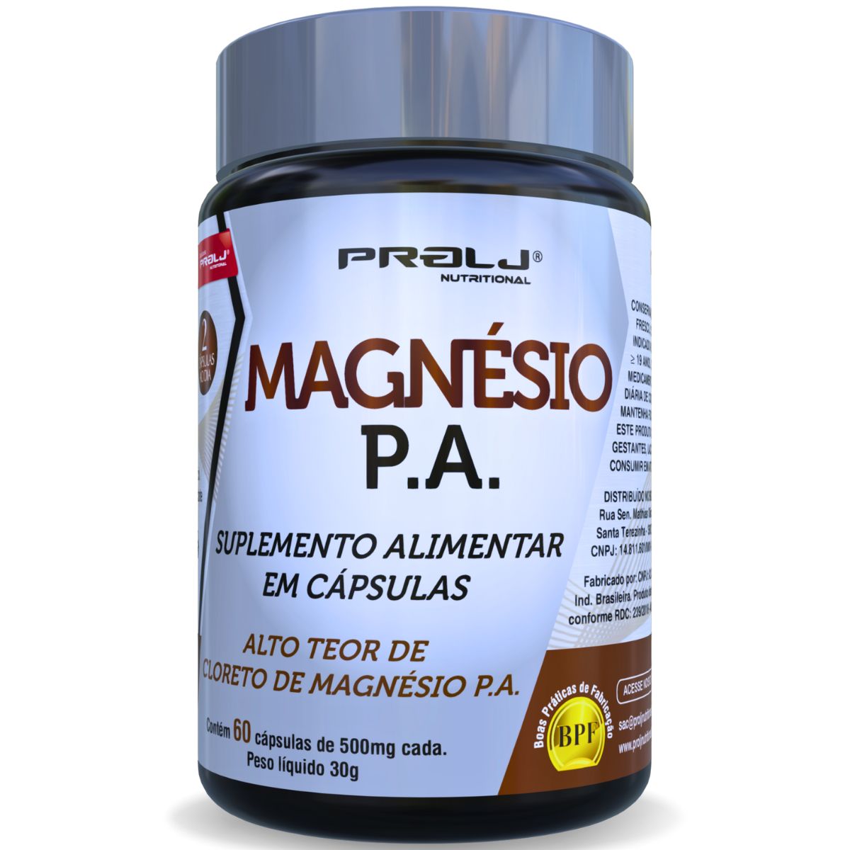 Magnésio P.A. Cloreto de Magnésio 260mg 60 cápsulas Prolj Nutritional